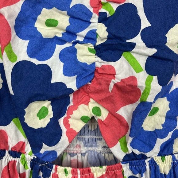 Altar’d State Womens Mini Dress S Pink Blue Floral Puffy Sleeves Stretch Ruffles - Picture 3 of 12